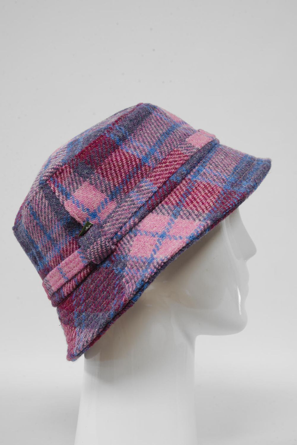Harris Tweed Ladies Bucket Hat | Pink Blue Check (HH)