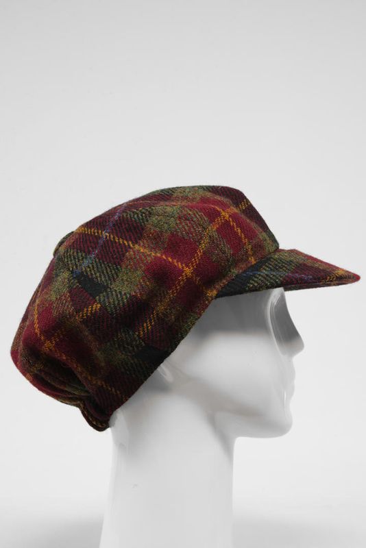 Harris Tweed Baker Boy Hat | Green/Rust Check (GC)