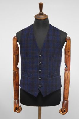 Harris Tweed Iain Waistcoat | Navy Block Check