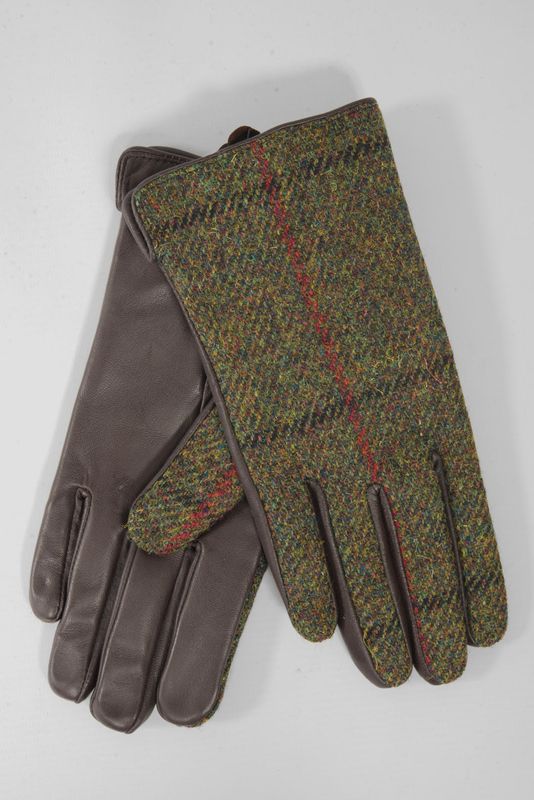 Harris Tweed Ladies Gloves | Green Check