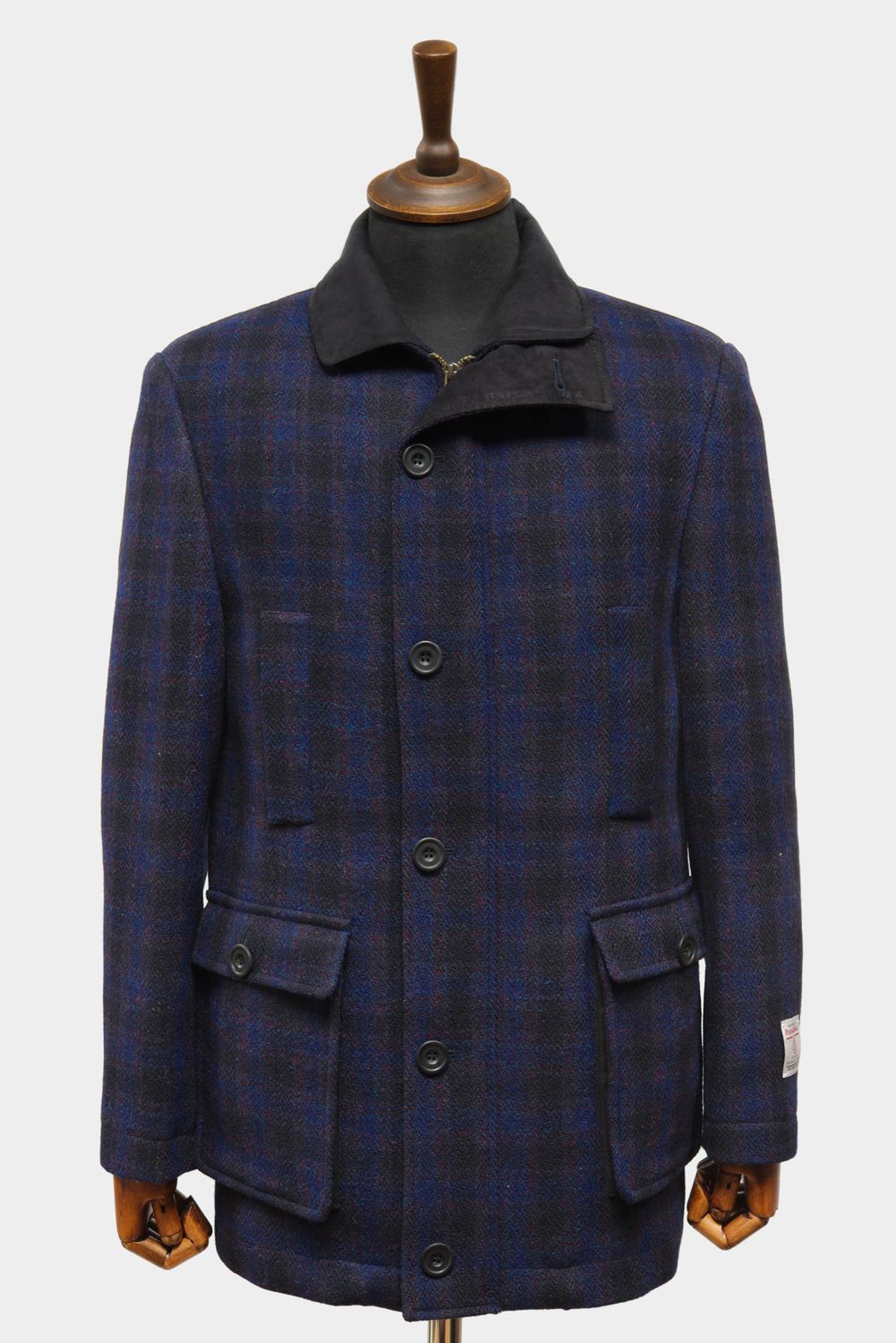 Harris Tweed Boyd Field Coat | Navy Block Check