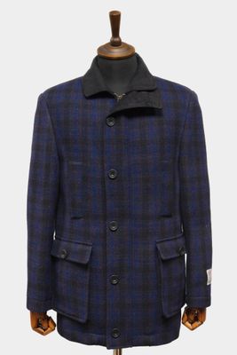 Harris Tweed Boyd Field Coat | Navy Block Check