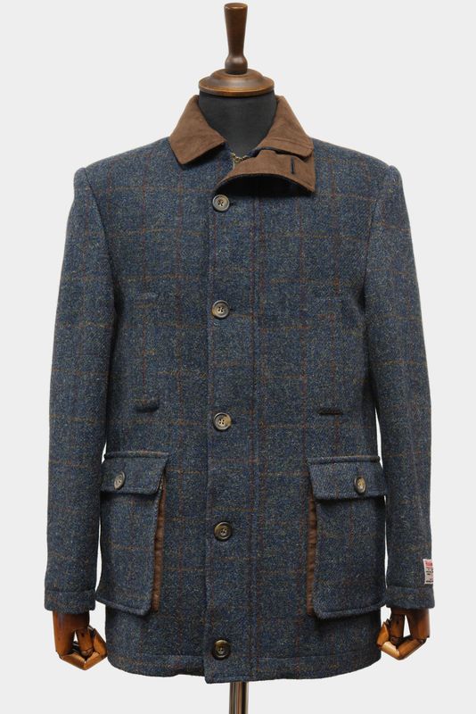 Harris Tweed Boyd Field Coat | Blue Multi