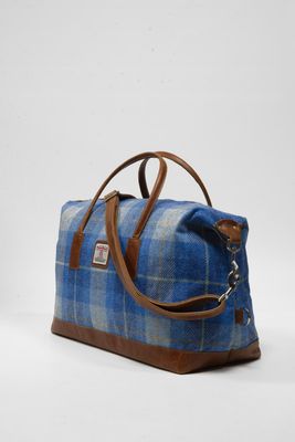 Harris Tweed Luggage Bag A069 (Black Leather)