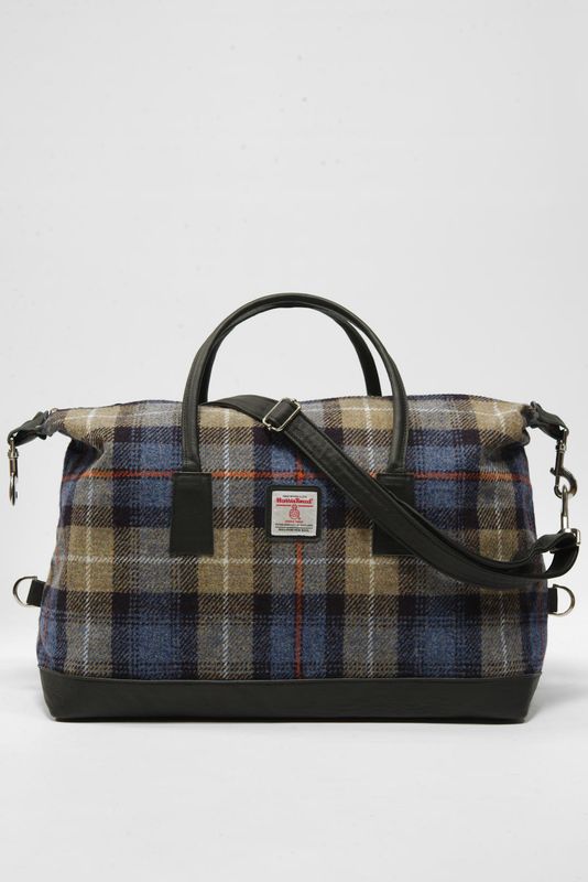 Harris Tweed Luggage Bag | A072 (Black Leather)