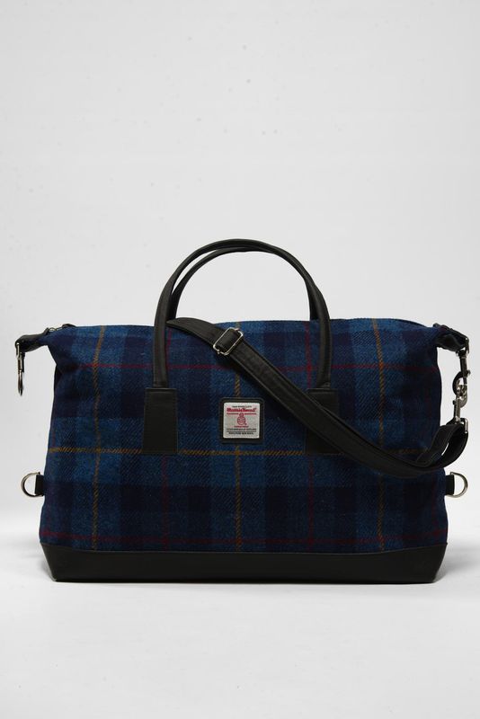 Harris Tweed Luggage Bag | A075 (Black Leather)