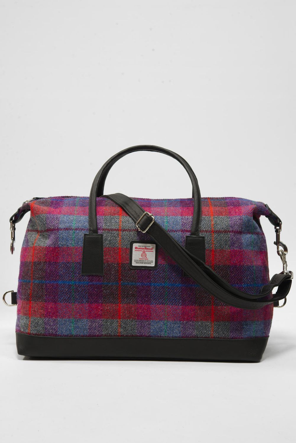 Harris Tweed Luggage Bag | A0115 (Black Leather)