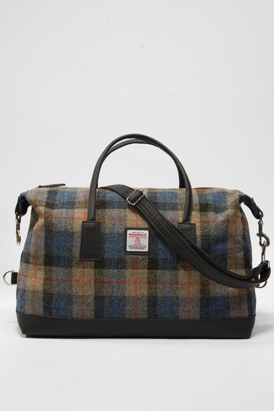 Harris Tweed Luggage Bag | A0162 (Black Leather)