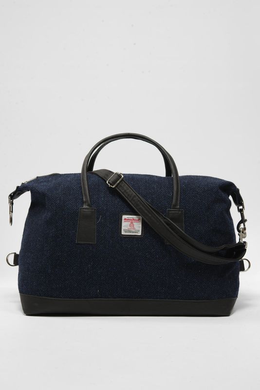 Harris Tweed Luggage Bag | HB104 (Black Leather)