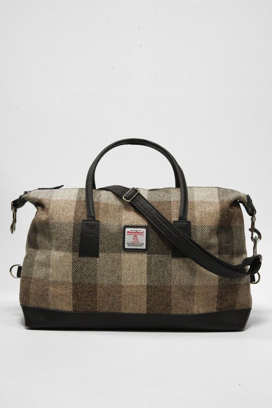 Harris Tweed Luggage Bag | HB155 (Black Leather)