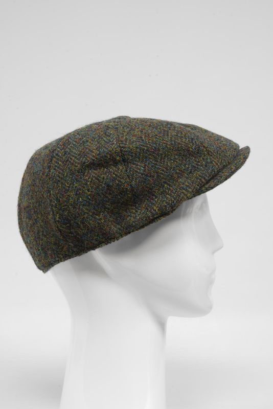 Harris Tweed 8 Piece Flat Cap | Forrest Green Herringbone (HH)