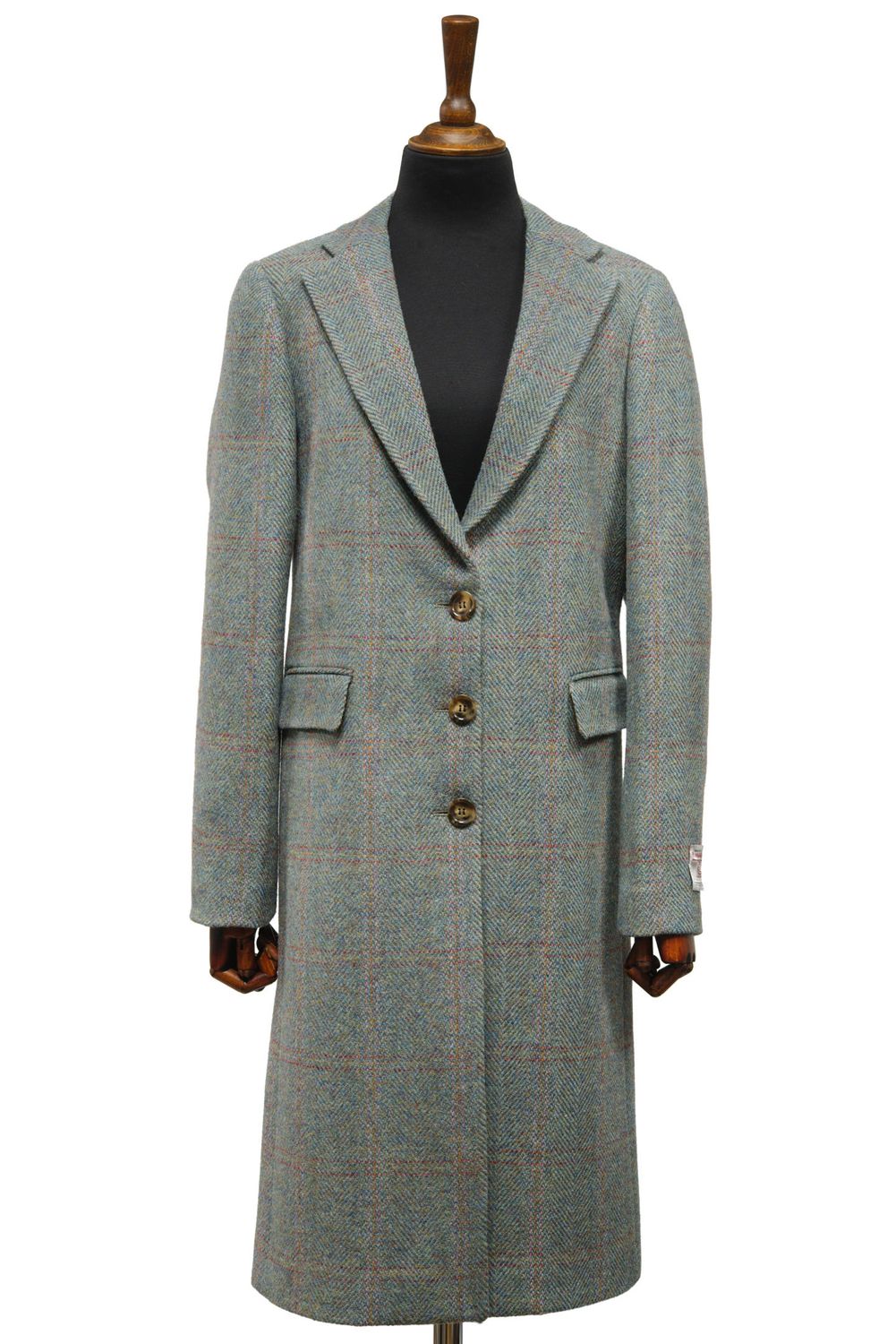 Harris Tweed Ladies Mabel Long Coat | Teal Check
