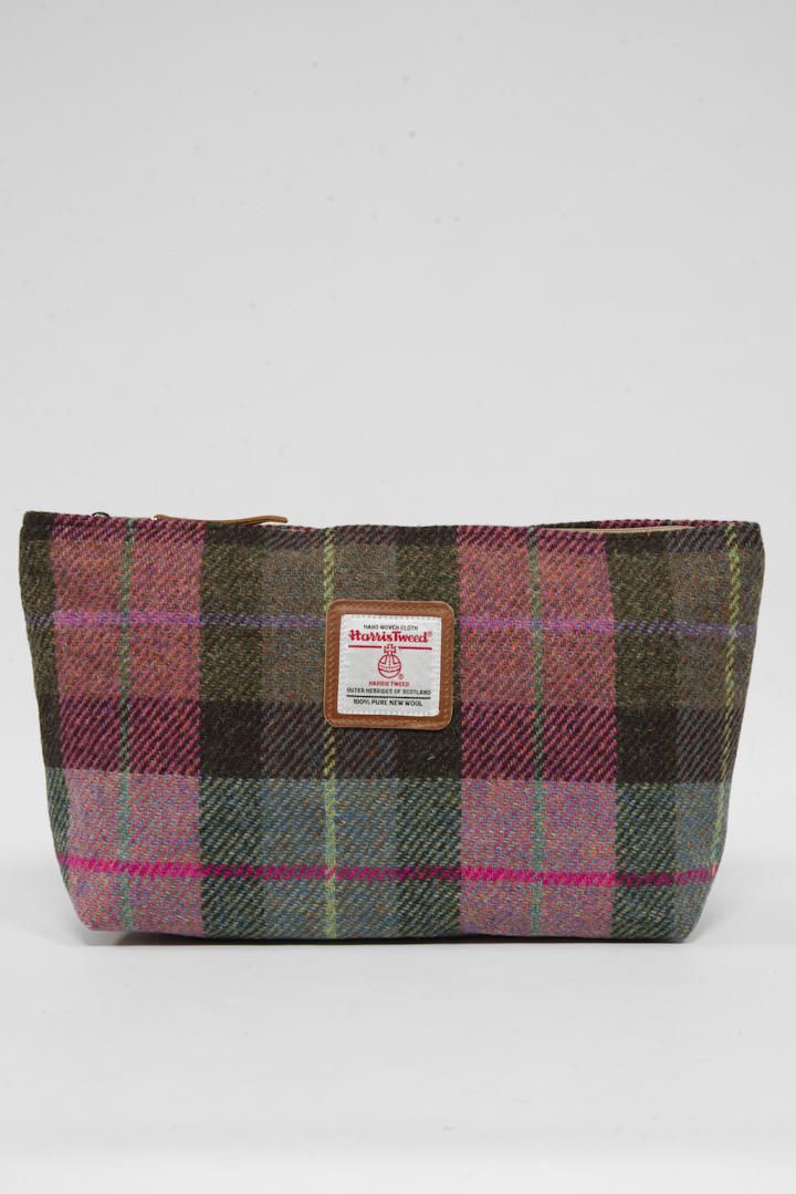 Harris Tweed Toiletries Bag | A0254 Tan Leather