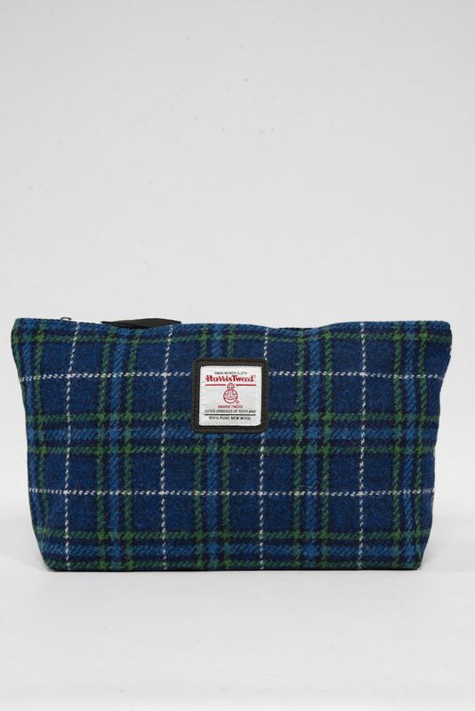 Harris Tweed Toiletries Bag | A0169 Black Leather