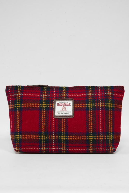 Harris Tweed Toiletries Bag | A0217 Brown Leather