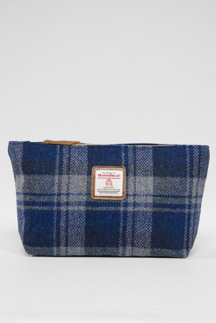 Harris Tweed Toiletries Bag | A0237 (Tan Leather)