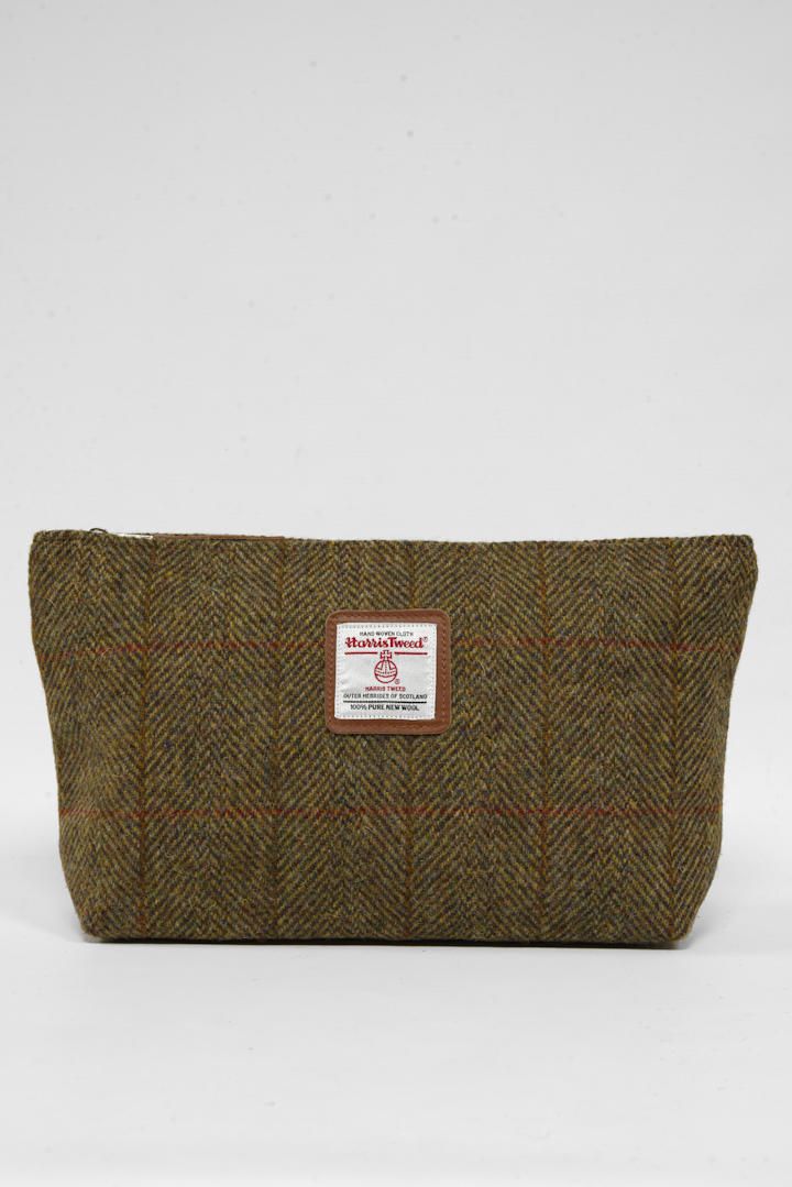 Harris Tweed Toiletries Bag | HB67 Tan Leather