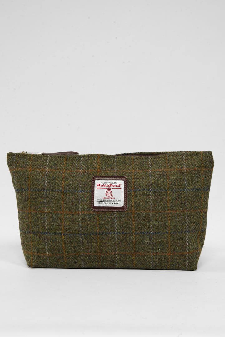 Harris Tweed Toiletries Bag | HB103 Brown Leather