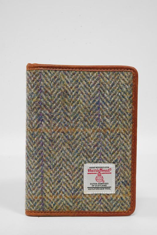 Harris Tweed Passport Cover | HB107 Tan Leather