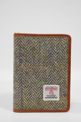 Harris Tweed Passport Cover | HB107 Tan Leather