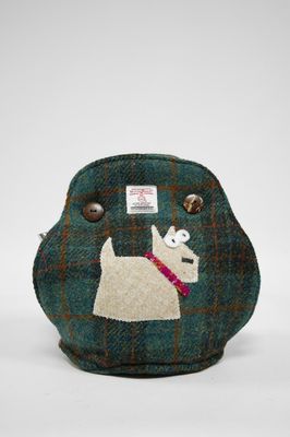 Harris Tweed Tea Cosy Green Rust Tartan Check Scottie