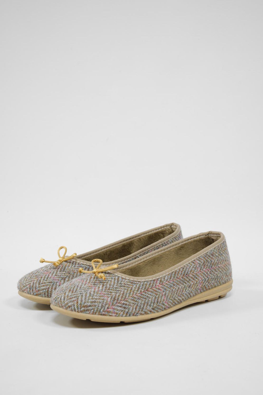 Harris Tweed Ballerina Pumps | Pink Check