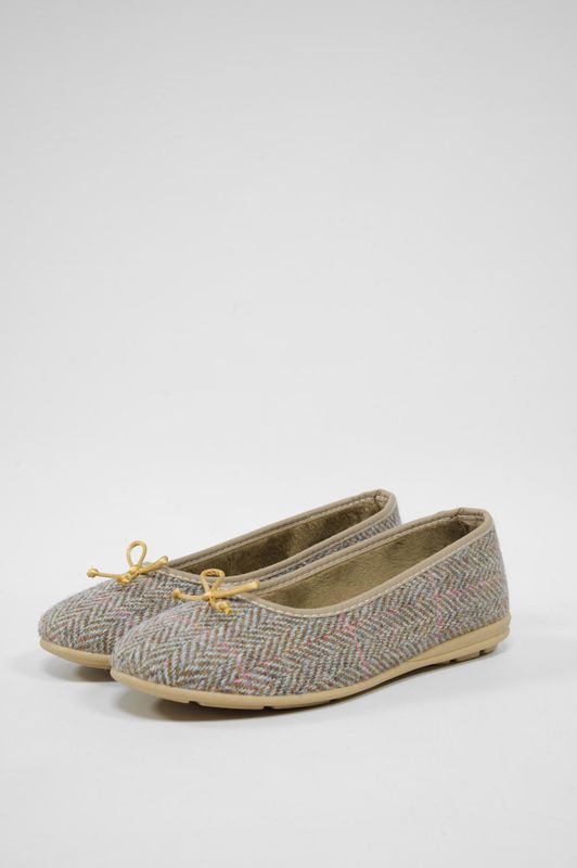 Harris Tweed Ballerina Pumps | Pink Check