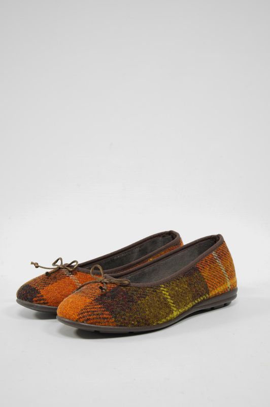 Harris Tweed Ballerina Pumps | Rust Check