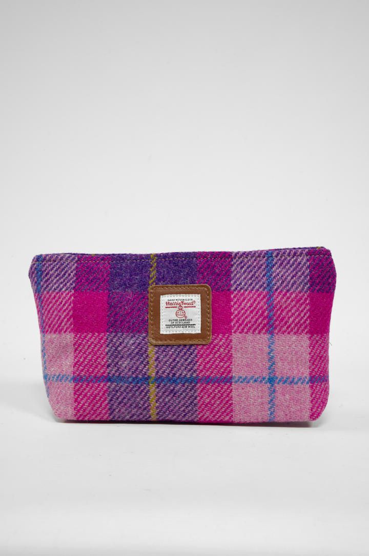 Harris Tweed Cosmetic Bag | A090 (Tan Leather)