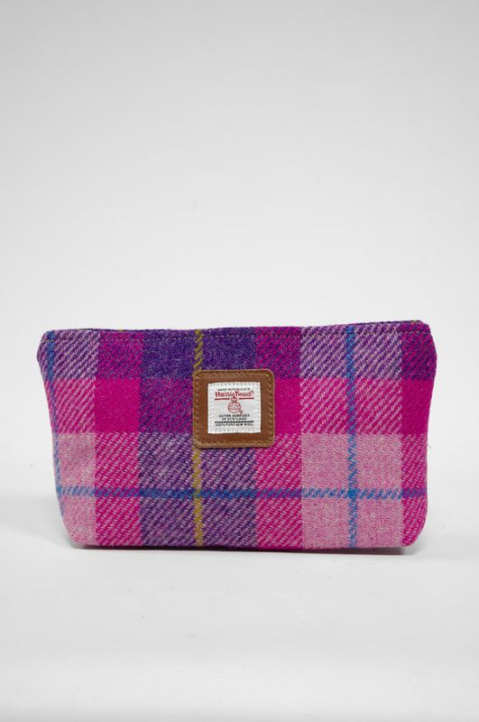 Harris Tweed Cosmetic Bag | A090 (Tan Leather)