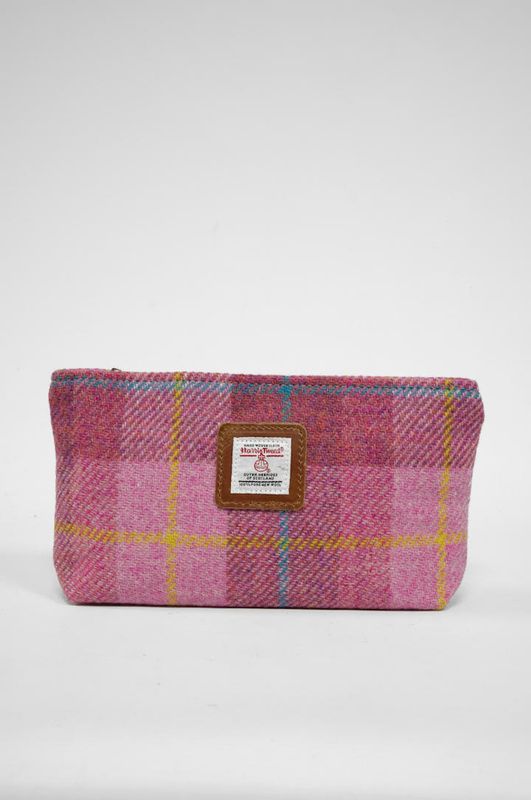 Harris Tweed Cosmetic Bag | A0223 (Tan Leather)