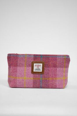Harris Tweed Cosmetic Bag | A0223 (Tan Leather)