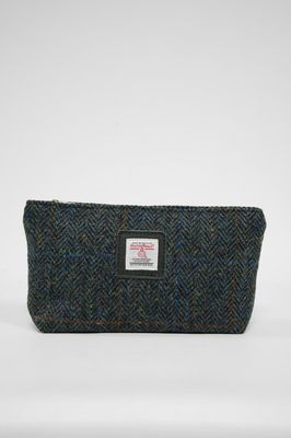 Harris Tweed Cosmetic Bag | HB80 (Black Leather)