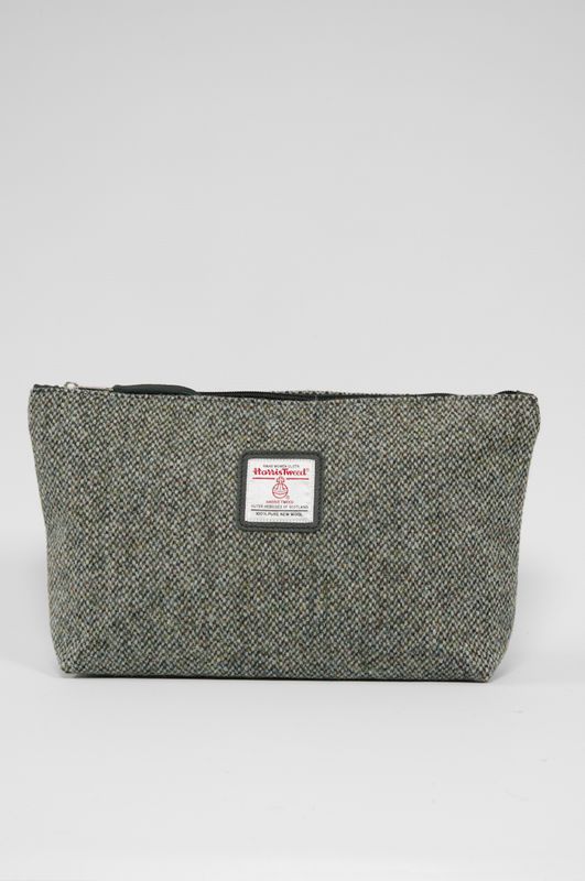 Harris Tweed Toiletries Bag | BC6 (Black Leather)