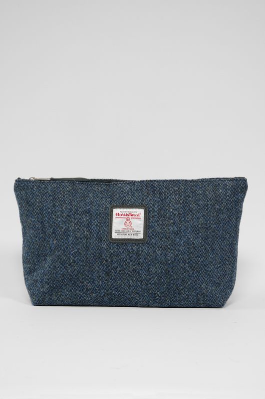 Harris Tweed Toiletries Bag | BC4 (Black Leather)