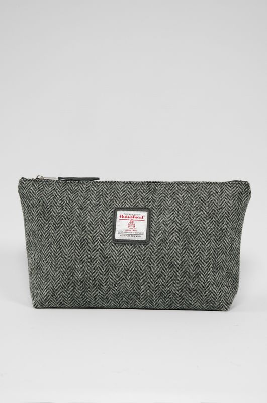 Harris Tweed Toiletries Bag | HB1 (Black Leather)