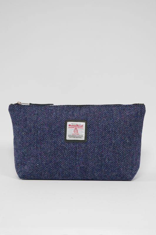 Harris Tweed Toiletries Bag | HB105 (Black Leather)