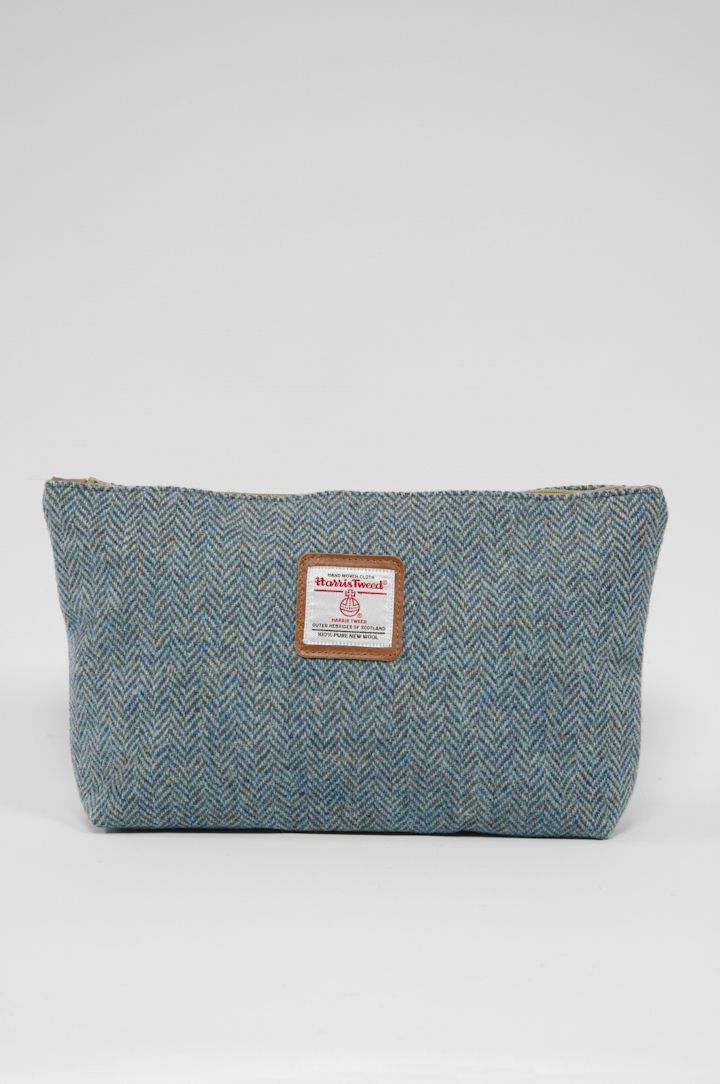 Harris Tweed Toiletries Bag | HB108 (Tan Leather)