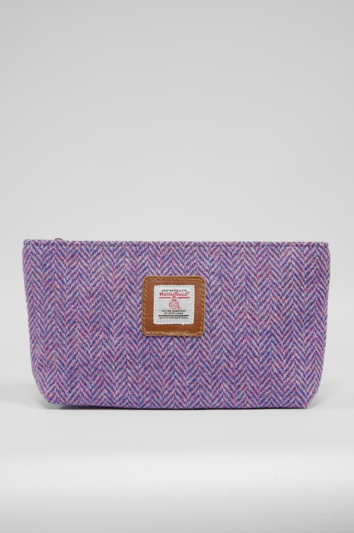 Harris Tweed Cosmetic Bag | NHB2 (Tan Leather)