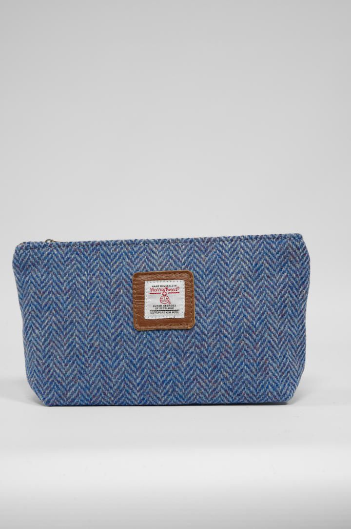 Harris Tweed Cosmetic Bag | NHB4 (Tan Leather)