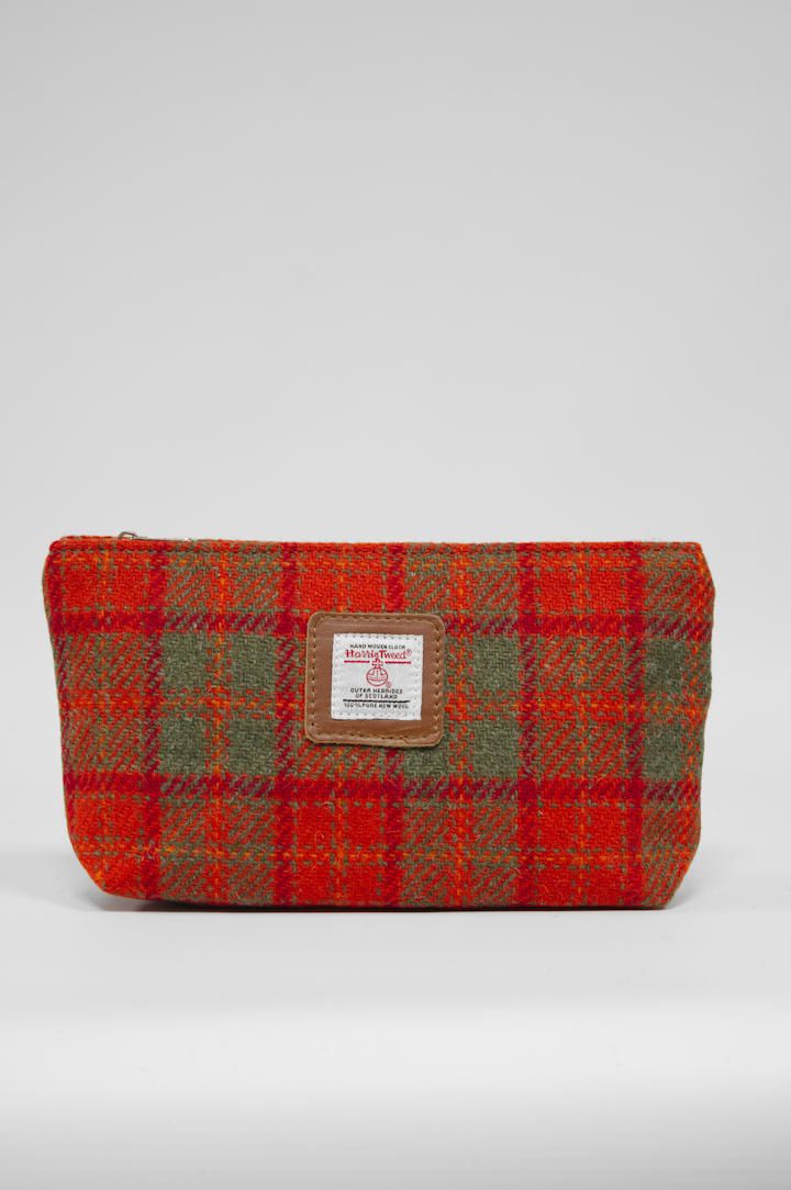 Harris Tweed Cosmetic Bag | A083 (Tan Leather)