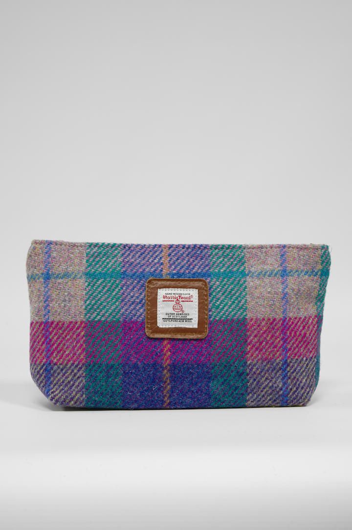 Harris Tweed Cosmetic Bag | A093 (Tan Leather)