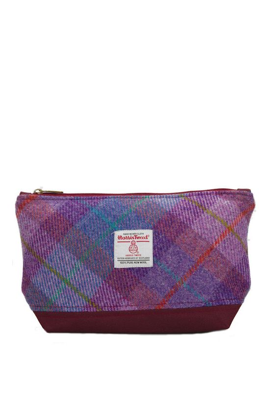 Harris Tweed Washbag | A0167 (C) (Burgundy)