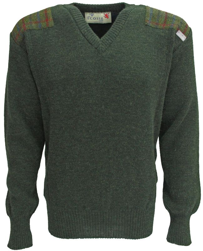 Drover V-Neck Jumper | Moss Green