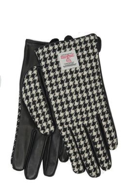 Harris Tweed Ladies Gloves | HO63 (Black Leather) (ISL)