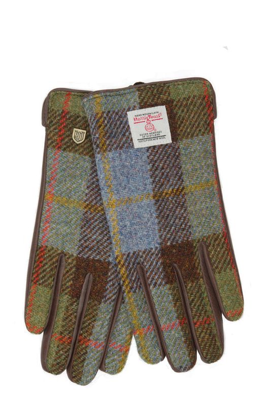 Harris Tweed Ladies Gloves | A017 (Brown Leather) (ISL)