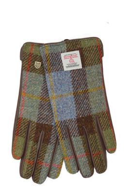 Harris Tweed Ladies Gloves | A017 (Brown Leather) (ISL)