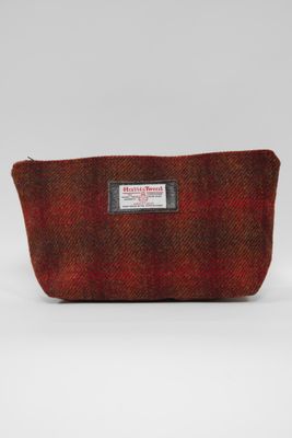 Harris Tweed Toiletries Bag | A0191 (Brown Leather)