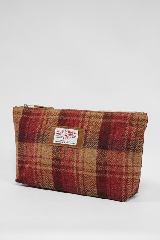 Harris Tweed Toiletries Bag | A0238 (Tan Leather)