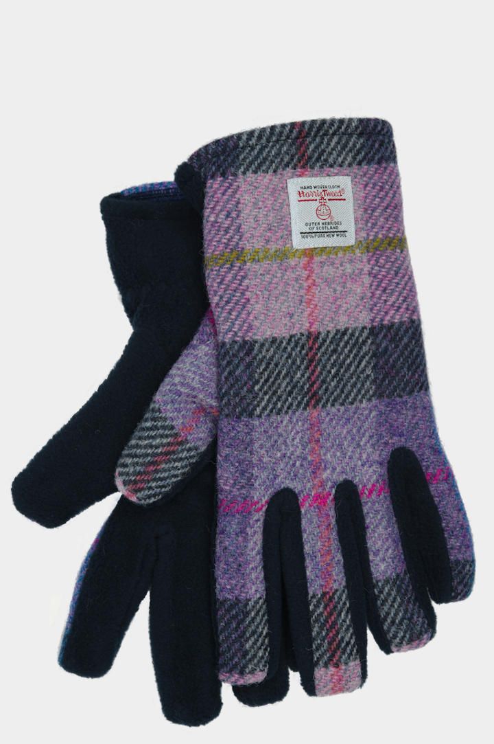 Harris Tweed Ladies Isla Fleece Gloves | Lilac Pastels